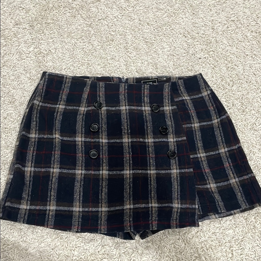 Plaid Button-Front Skort